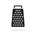 Cheese grater. Cheese grater icon with shadow. Black icon isolated on white background. Graphic silhouette for kitchen and Royalty Free Stock Photo