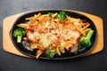 Cheese grilled chicken with french fries Royalty Free Stock Photo