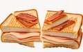 Cheese and ham toasted panini melt Isolated on transparent background Royalty Free Stock Photo