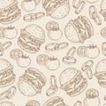 Cheese hamburger pattern seamless monochrome