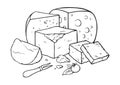 Cheese hand drawn sketch engraving vector illustration.