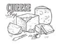 Cheese hand drawn sketch engraving vector illustration.