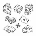 Cheese hand drawn set. Vector illustration