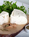 Cheese with herbs and spices, herb cheese with spices. Royalty Free Stock Photo