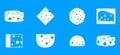 Cheese icon blue set vector