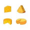 Cheese icon set, cartoon style