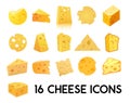 Cheese Icon Set isolated on white background. Vector illustration in EPS 10. Royalty Free Stock Photo