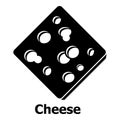 Cheese icon, simple black style