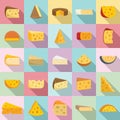 Cheese icons set, flat style