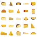 Cheese icons set flat vector isolated