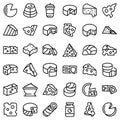 Cheese icons set, outline style