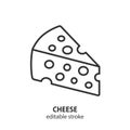 Cheese line icon. Dairy product vector illustration. Editable stroke