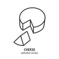 Cheese line icon. Dairy product vector illustration. Editable stroke