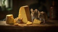 The Cheese Lovers: A Family of Mice Enjoying Their Favorite Treat