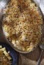 Cheese macaroni with breadcrumb topping