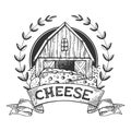 Cheese maker vintage emblem engraving vector