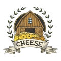 Cheese maker vintage emblem line art sketch