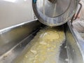 Cheese making press dairy butter whey artisan making hydraulic factory milk cows raw pasteurised squeezed pressed cheddar Royalty Free Stock Photo