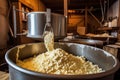 cheese making process with curds and whey