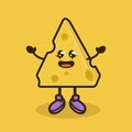 Cute triangle cheese mascot design illustration
