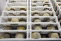 Cheese maturing in a dairy