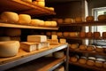 cheese maturing with hygrometer measuring humidity