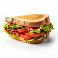 Vibrant Sliced Sandwich On White Background