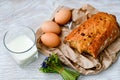 Cheese, milk, bread and eggs Royalty Free Stock Photo