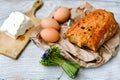 Cheese, milk, bread and eggs Royalty Free Stock Photo