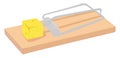 Cheese in the mouse trap, illustration, vector Royalty Free Stock Photo