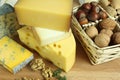 Cheese and nuts Royalty Free Stock Photo