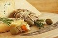 Cheese and Olives composition Royalty Free Stock Photo