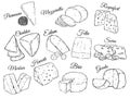 286 Cheese outline drawing set1 Royalty Free Stock Photo