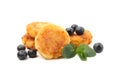 Cheese pancakes, blueberry and mint isolated