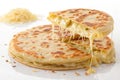 Cheese Paratha Ã¢â¬\' Savory Stuffed Flatbread on White Background Royalty Free Stock Photo