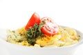 Cheese pasta with tomato and herbs