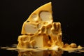 Cheese piece food. Generate AI