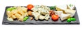 Cheese plate with Assorted cheeses Camembert, Brie, Parmesan blue cheese Royalty Free Stock Photo