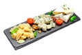 Cheese plate with Assorted cheeses Camembert, Brie, Parmesan blue cheese Royalty Free Stock Photo