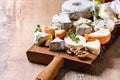 Cheese plate with honey Royalty Free Stock Photo