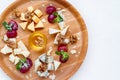 Cheese plate, banquet. slices of various cheeses Royalty Free Stock Photo