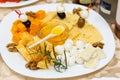 Cheese plate with honey and nuts