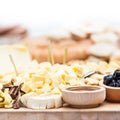 Cheese Plate with Dried Fruit and Honey Royalty Free Stock Photo