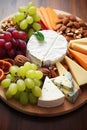 Cheese plate with grapes and nuts. Selective focus. Royalty Free Stock Photo
