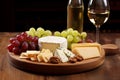 Cheese Plate with Grapes and White Wine - Tantalizing Trio for Elegant Dining and Wine Pairings.