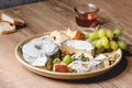 Cheese plate with honey Royalty Free Stock Photo