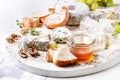 Cheese plate with honey Royalty Free Stock Photo