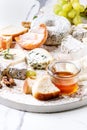 Cheese plate with honey Royalty Free Stock Photo