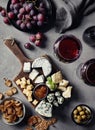 Cheese plate and red wine Royalty Free Stock Photo