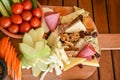 Delicious rich Traditional Turkish breakfast with cheese plate.